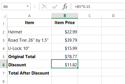 excel discount formula