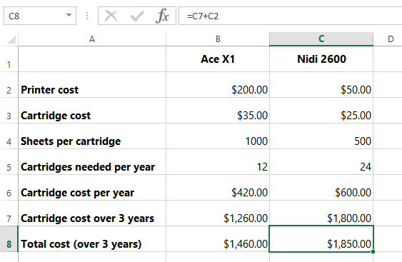 excel-formulas-buying-a-printer-cost-comparison