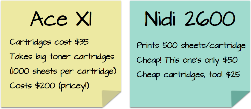 image comparing different printers