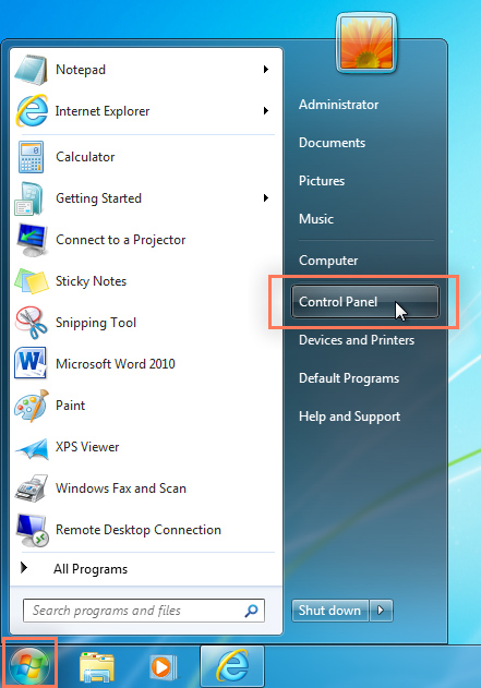 screenshot of Windows 7