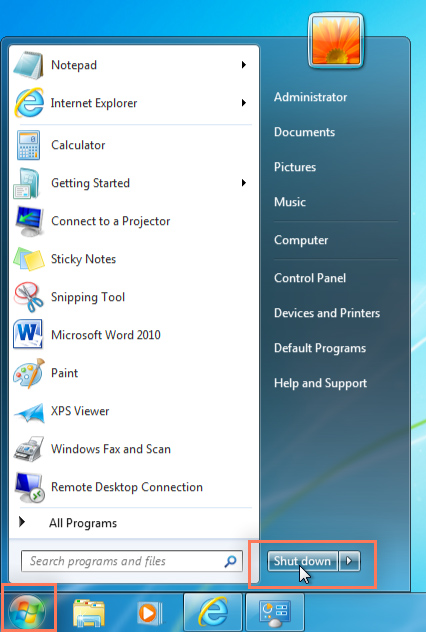 skjermdump av Windows 7