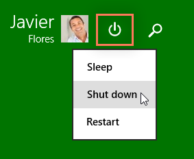 Shut down in Windows 8.1