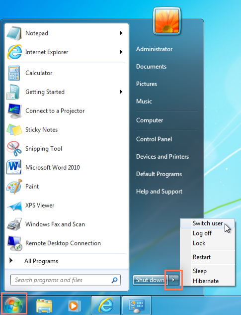 Windows 7的屏幕截图