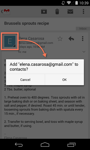 adding a contact from an app