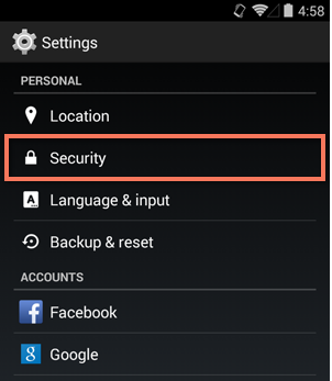 accessing your security settings