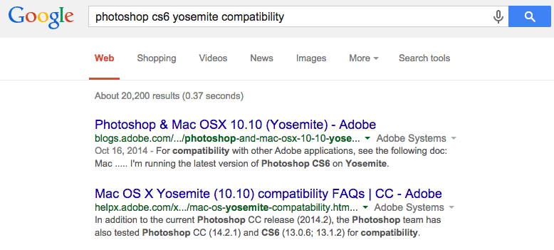 Screenshot of Google search
