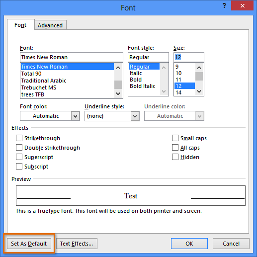 how to set default view in word 2016