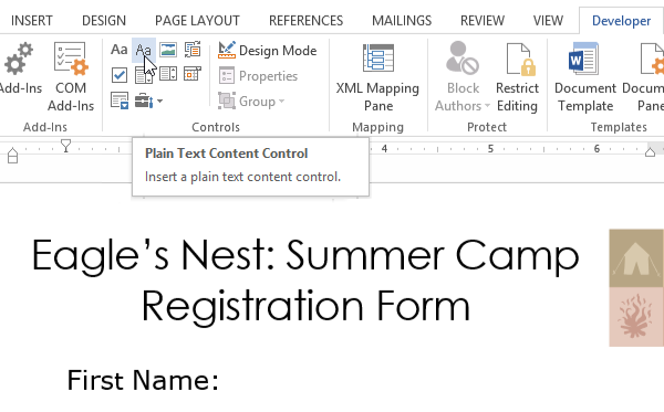 microsoft word content control conditional fields