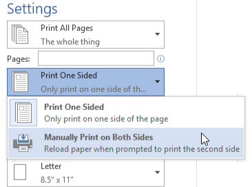 my word for mac is printing on both sides of paper