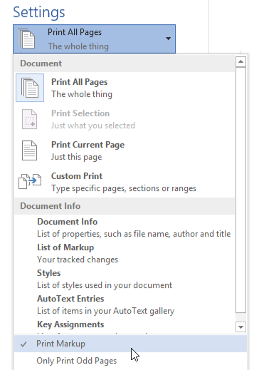 printing in ms word 2016 for mac