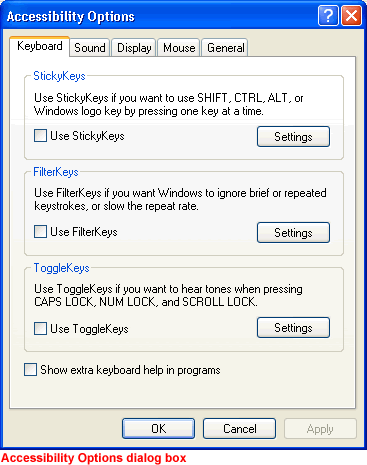 Accessibility Options dialog box