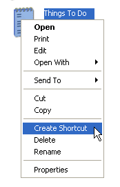 Create Shortcut using right-click