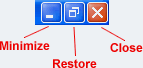 Minimize, Restore, and Close buttons