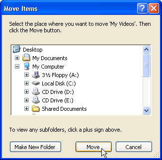 Move Items dialog box
