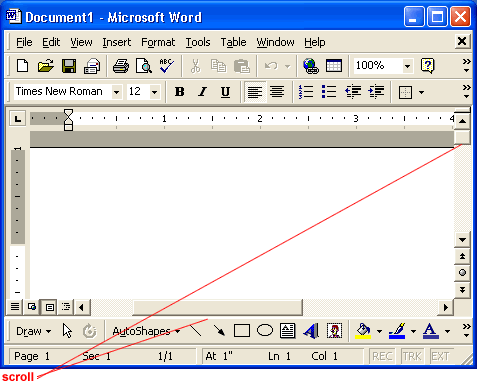 Word window with scroll bar labeled