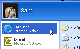 Open Internet Explorer using the Start menu
