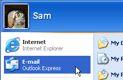 Open Outlook Express using the Start menu