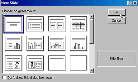 new presentation dialog box