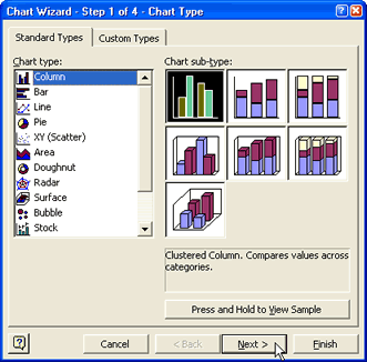 Excel 2003's chart wizard - page 1