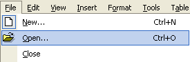 Opening a file via the File menu