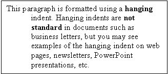 Hanging Paragraph Example