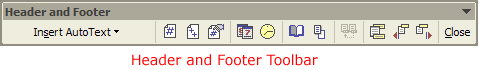 Header and Footer Toolbar