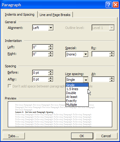 Paragraph Dialog Box