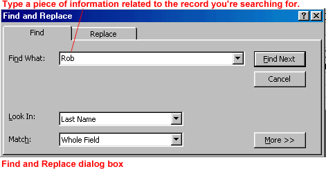 Find and Replace dialog box