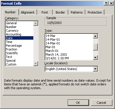 The Number Tab on the Format Cells Dialog Box