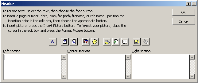 Custom Header Dialog Box
