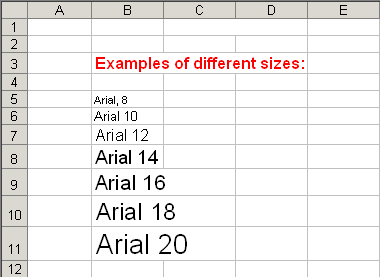 Font Size Examples