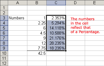 Percentage Applied to Cell Range