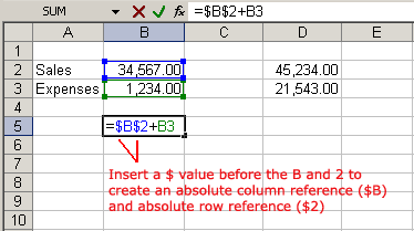 Insert $ Values to Indicate an Absolute Reference