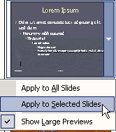 Apply Design Template to selected slide
