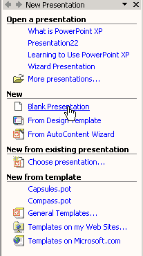 Choose Blank Presentation