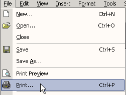 Click on File, choose Print