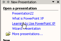 Open presentation from Task Pane
