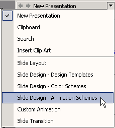 Choose Slide Design, Animation Schemes