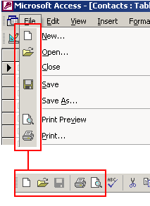 File Menu and Associated Buttons