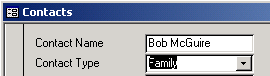 Contact Type Field on the Contacts Form