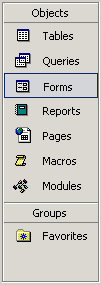 Forms Selection on Objects Palette