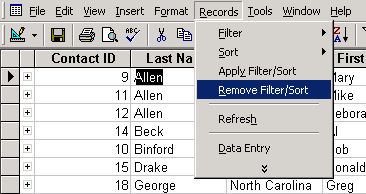 Remove Filter/Sort option on Records Menu
