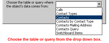 Select Table/Query To Be Used In Report