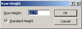 Row Height Dialog Box