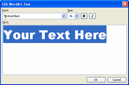 Word Art Text Dialog Box