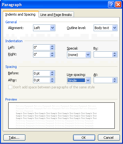 change default paragraph spacing in word 2007