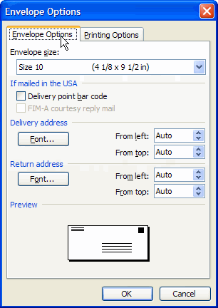 Word 2003: Printing Envelopes