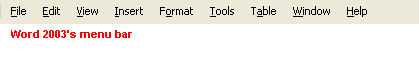 Word 2003's menu bar