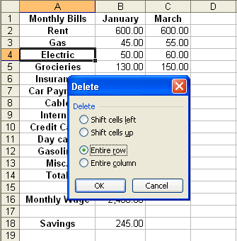 Image result for Delete row or columns in ms excel 2003