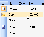 File and Open Menu Selection